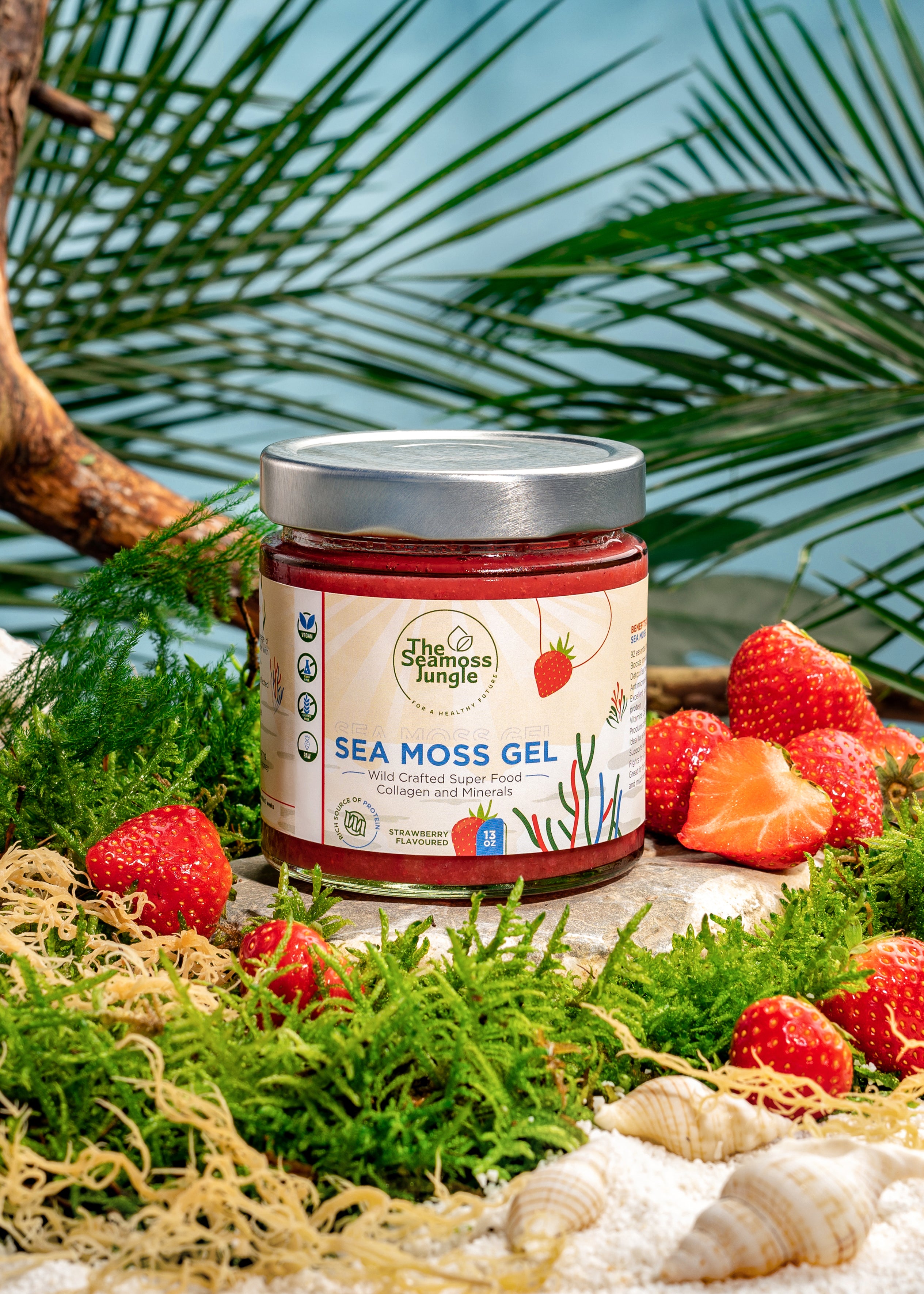 Gel de Sea Moss – Fresa – 395 ml